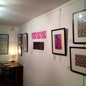 Students took the time to decide which surface pattern print pieces should be framed.